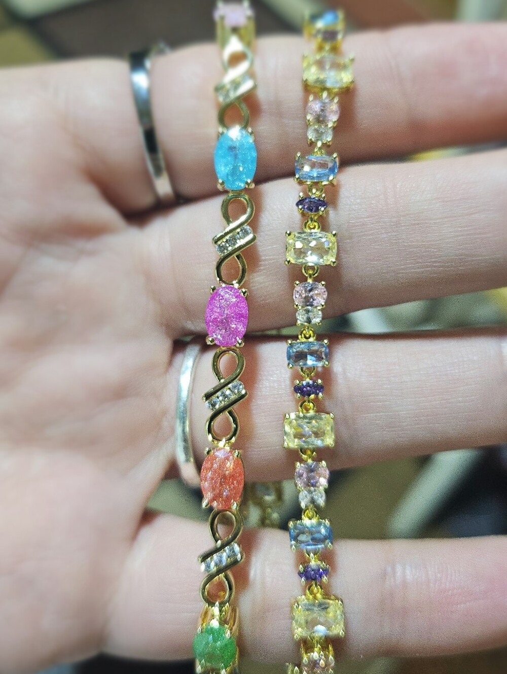 18k Gold Filled Multicolor Gemstone-Style  Bracelet